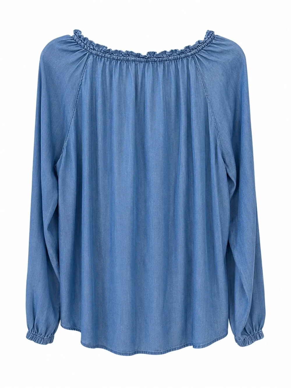 J Jill Denim Lyocell Peasant Blouse XL Chambray Boho Coastal Cowgirl SOFT